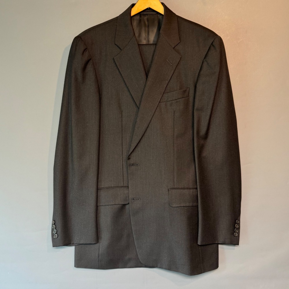 Hickey Freeman Canterbury 80/20 Wool Cashmere Suit 41 Long Charcoal Gray